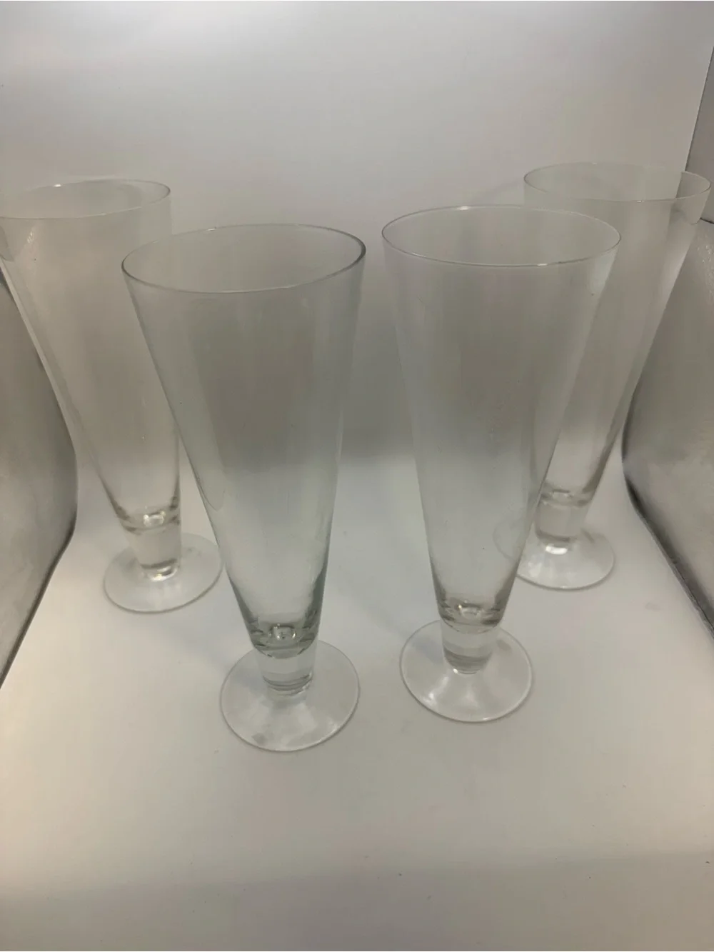 Vintage Crate And Barrel 9” Pilsner Tapered Beer Glasses 16 Oz Set of 4 Man Cave
